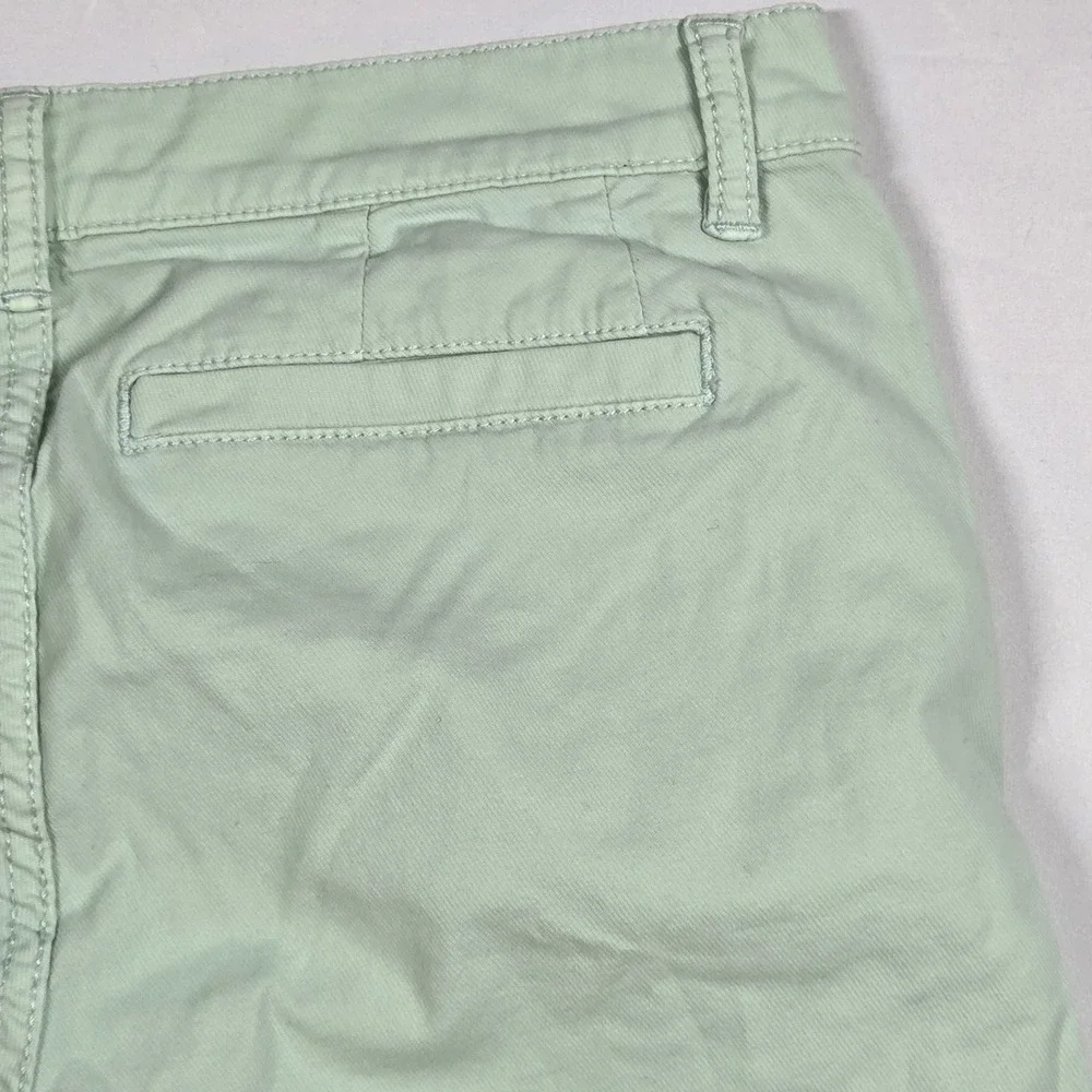 Tory Burch Mint Green Chino Shorts Women Size 27 Roll Up Button Tab Cotton Twill